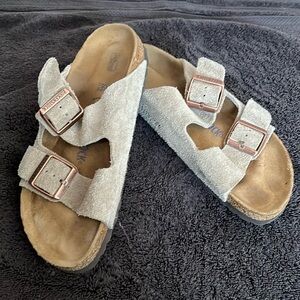 Birkenstock Gray Sandals with Adjustable Straps and Contoured Footbed